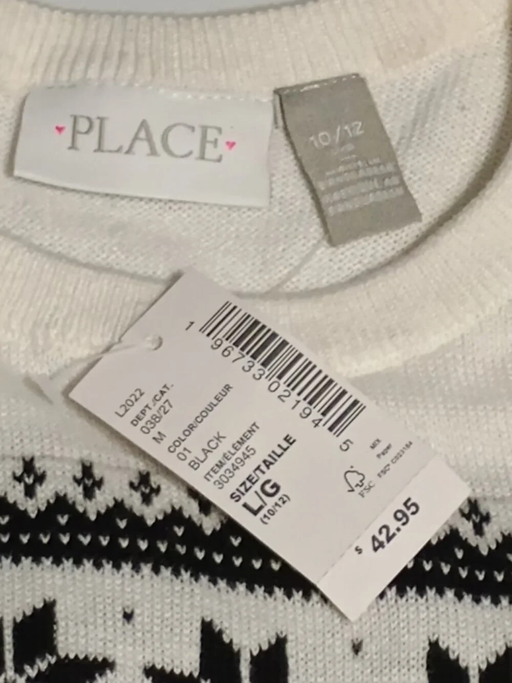 The Children’s Place Girls Fair Isle Reindeer Sweater Dress Size Large 10/12 NWT - Picture 4 of 9